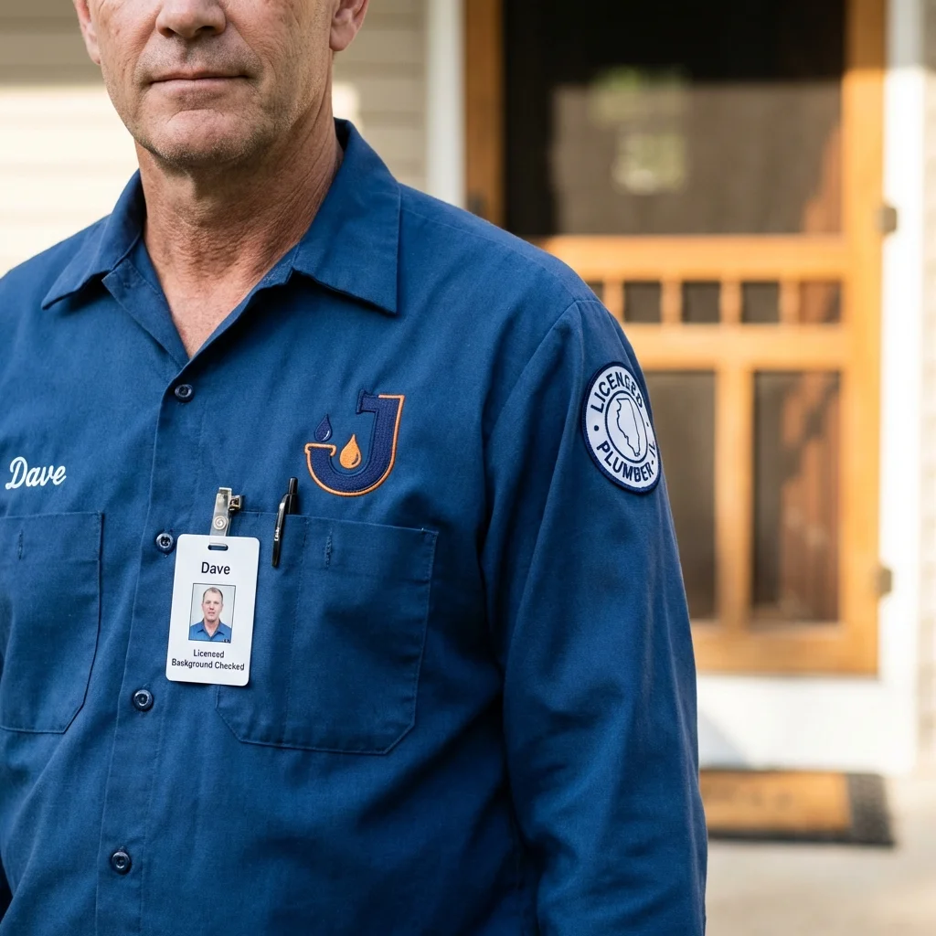 Licensed plumber showing ID badge in Glens Falls, NY
