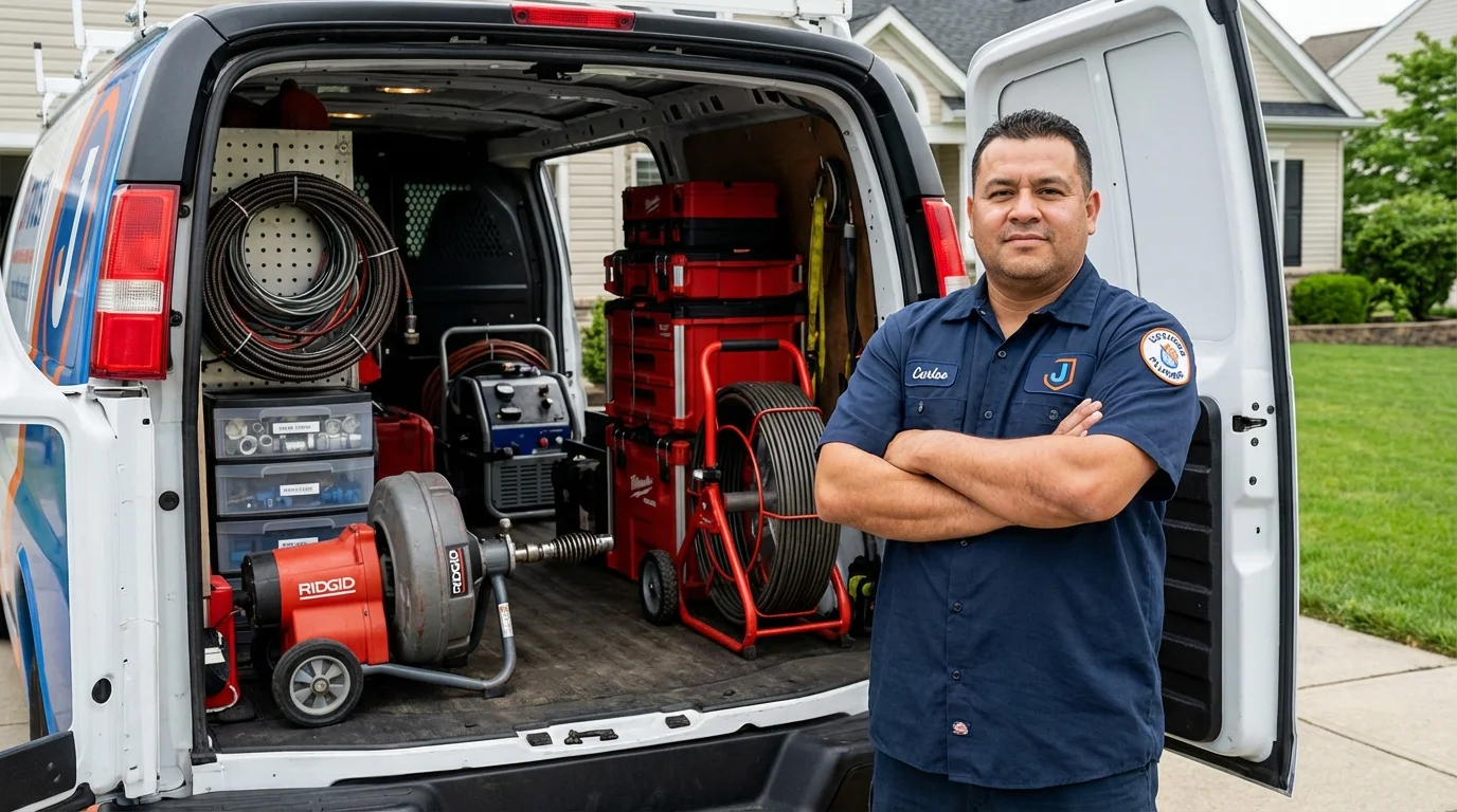 Professional drain cleaning equipment and Johns Plumbing LLC plumber in Glens Falls